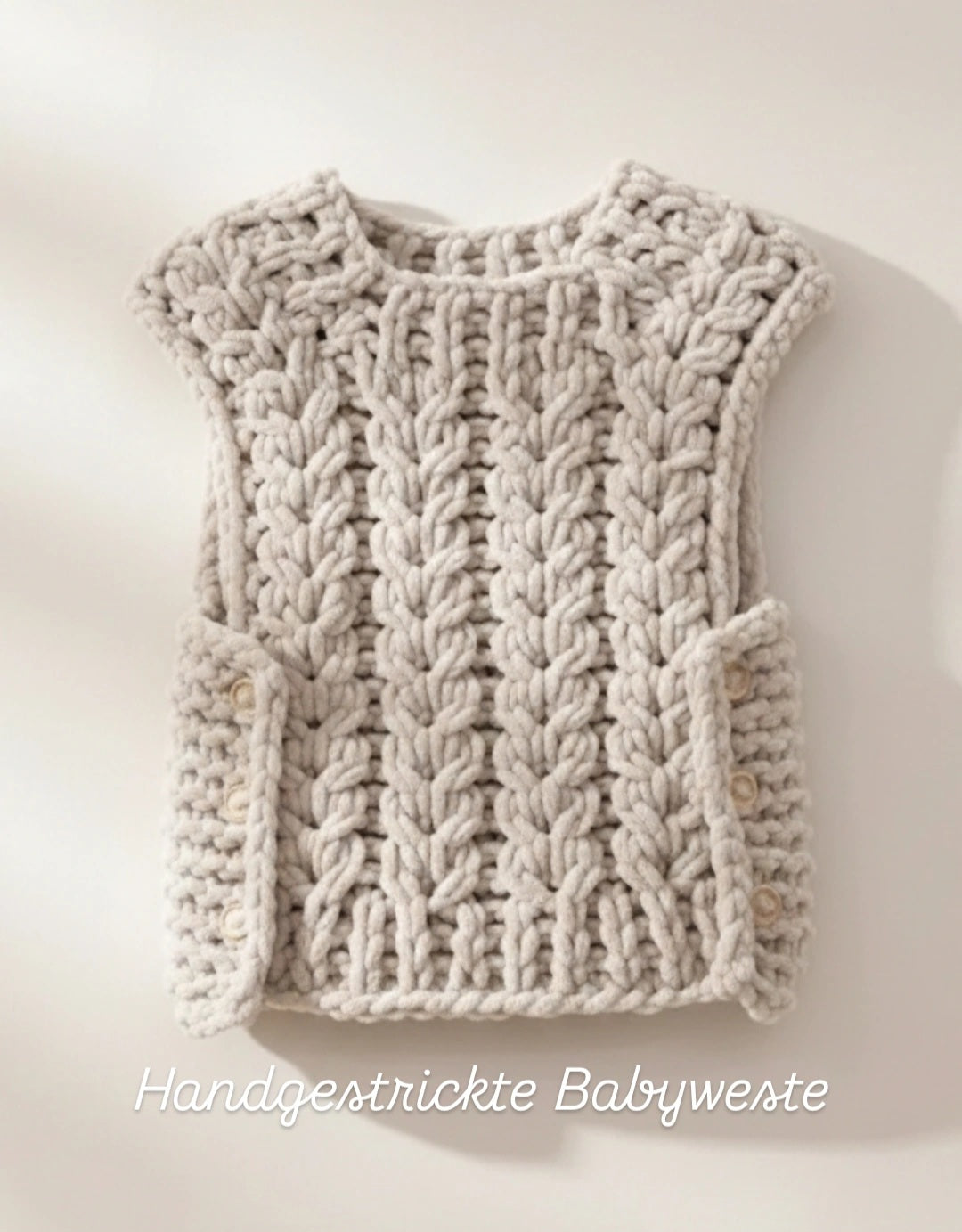 Handgemachte Baby-Strickweste aus Chenillegarn | Neugeborenen-Größe